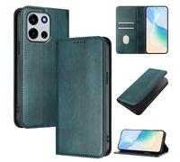 Funda tipo cartera compatible con OnePlus Turbo 6, funda magnética con tarjetero y soporte, funda delgada de cuero con bloqueo RFID (verde oscuro)