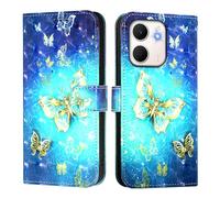 Funda tipo cartera compatible con OPPO A5X 4G/OPPO A5X 5G, funda de piel sintética de alta calidad, con tapa y diseño creativo 3D, funda protectora con soporte, mariposa dorada