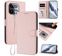 Funda tipo cartera compatible con Realme 16 Pro Plus, funda delgada de cuero con ranuras para tarjetas, correa de muñeca y soporte, funda protectora a prueba de golpes para hombres y mujeres (oro rosa
