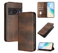 Funda tipo cartera compatible con ZTE Blade A75 Pro 5G, funda magnética con tarjetero y soporte, funda delgada de cuero para teléfono con bloqueo RFID (marrón)