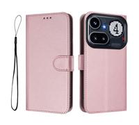 Funda tipo cartera con textura de cuero vacuno con bloqueo RFID para Nothing Phone 4A Pro-PU con tarjetero, correa de muñeca, soporte y cierre magnético, antirrobo a prueba de golpes, rosa