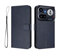 Funda tipo cartera con textura de cuero vacuno con bloqueo RFID para Nothing Phone 4A Pro-PU con tarjetero, correa de muñeca, soporte y cierre magnético, antirrobo y a prueba de golpes, color azul