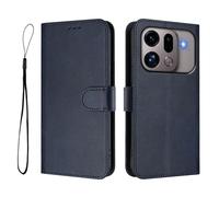 Funda tipo cartera con textura de cuero vacuno con bloqueo RFID para Oppo Find X9s Pro-PU con tarjetero, correa de muñeca, soporte y cierre magnético, antirrobo a prueba de golpes, color azul
