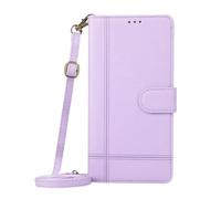 Funda tipo cartera cruzada para iPhone 16 Pro Max con tarjetero de piel sintética con tapa y correa ajustable para iPhone 16 Pro Max, color morado