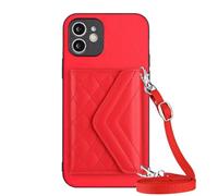 Funda tipo cartera cruzada para Motorola Moto G35 de piel de lujo, a prueba de golpes, con tarjetero, función atril para Motorola Moto G35, color rojo