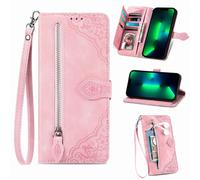 Funda tipo cartera de cuero con cremallera y tapa para múltiples tarjetas compatible con Realme C67, C65, C55, C53, C51, C35, C33, C30S, C21Y, C25Y,