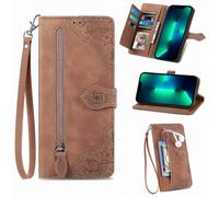 Funda tipo cartera de cuero con cremallera y tapa para múltiples tarjetas compatible con Realme C67, C65, C55, C53, C51, C35, C33, C30S, C21Y, C25Y,