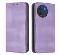 Funda tipo cartera de cuero de alta calidad para Doogee Note 59/Note 59 Pro, funda magnética clásica de piel sintética, funda protectora compatible con Doogee Note 59/Note 59 Pro, morado claro