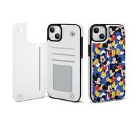 Funda tipo cartera de Mickey Mouse compatible con iPhone 14 Plus, funda tipo folio de piel sintética con tarjetero, soporte y cierre magnético.