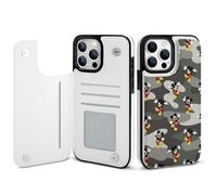 Funda tipo cartera de Mickey Mouse compatible con iPhone 14 Pro Max, funda tipo libro de piel sintética con tarjetero, soporte y cierre magnético.