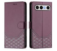 Funda tipo cartera de piel con relieve de panal para VIVO X300 FE/VIVO S50 Pro Mini 5G doméstica, funda con bloqueo RFID con ranuras para tarjetas, soporte, cierre magnético y correa de muñeca. A06