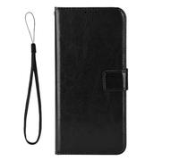 Funda tipo cartera de piel sintética compatible con Realme 5/5S/5i/ C3/6i/Narzo 20A BYTXFM (negro)