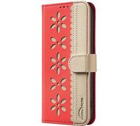 Funda tipo cartera de piel sintética compatible con Samsung Galaxy M36 BFB36 (rojo)