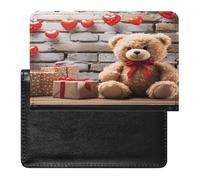 Funda tipo cartera de piel sintética con diseño de oso de San Valentín para pasaporte, libro de pasaporte, para viajes imprescindibles