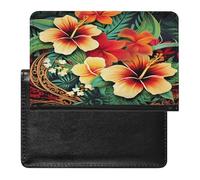 Funda tipo cartera de piel sintética con estampado hawaiano para pasaporte, libro de pasaporte, tarjetero, para viajes imprescindibles