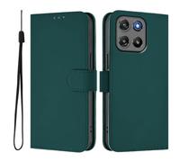 Funda tipo cartera de piel sintética para Moto G67 Power 5G en el extranjero, con ranuras para tarjetas de bloqueo RFID, cierre magnético y soporte integrado, color verde oscuro