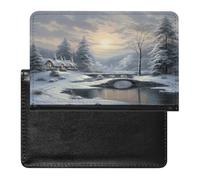 Funda tipo cartera de piel sintética para pasaporte, diseño de escena de nieve de invierno para pasaporte, libro de tarjetas para viajes imprescindibles