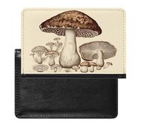 Funda tipo cartera de piel sintética para pasaporte, diseño de hongos vintage, para pasaporte, libro de tarjetas para viajes imprescindibles