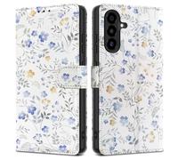 Funda tipo cartera de piel sintética para Samsung Galaxy A26 5G / A17 4G / 5G - margaritas con hojas