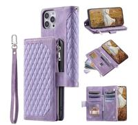 Funda tipo cartera para Honor 600 Lite con ranuras para tarjetas, cierre magnético, a prueba de golpes, piel sintética, cierre magnético, función atril y correa para la muñeca, color morado