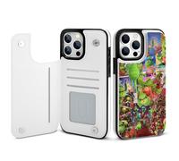 Funda tipo cartera para iPhone 14 Pro Max compatible con The Grinch con tarjetero, funda tipo folio de cuero PU con soporte, cierre magnético,
