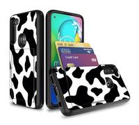 Funda tipo cartera para Moto G Power, para Moto G con lápiz capacitivo, funda para Moto G8 Power, Wkooff, protección delgada con soporte para tarjeta de crédito, híbrido de doble capa, a prueba de golpes, policarbonato antiarañazos, carcasa de TPU para Moto G Power, impresión de vaca