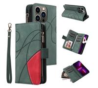 Funda tipo cartera para Motorola Edge 40 Neo, piel sintética con cremallera, ranuras para múltiples tarjetas y correa de muñeca, soporte magnético, a prueba de golpes, funda protectora para Motorola