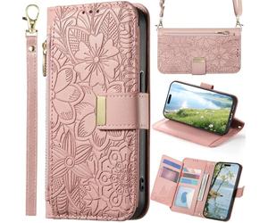 Funda Tipo Cartera para OPPO A54S/Oppo A16S para Mujer, 6 tarjeteros, Soporte, Cierre magnético, Carcasa con Cremallera para OPPO A54S/Oppo A16S-Rosa