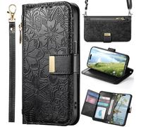 Funda Tipo Cartera para OPPO Reno15 Pro 5G para Mujer, 6 tarjeteros, Soporte, Cierre magnético, Carcasa con Cremallera para OPPO Reno15 Pro 5G-Negro