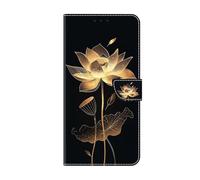 Funda tipo cartera para Samsung Galaxy A35 5G, absorción de golpes, de piel sintética, ranuras para tarjetas, función de soporte magnético, a prueba de golpes, para Samsung Galaxy A35 5G, loto dorado