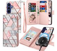 Funda tipo cartera para Samsung Galaxy S26 Plus con tarjetero, con tapa | Ajuste para Magsafe/bloqueo RFID/magnético desmontable/9 ranuras para tarjetas/ranura de identificación adicional/carga