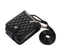 Funda Tipo Cartera para Samsung Galaxy Z Flip 5, Funda de Tarjeta de Cuero de Lujo, Funda Protectora Ultrafina con Correa Larga para el Hombro Cruzada