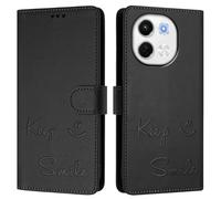 Funda tipo cartera para TECNO SPARK 6 GO/SPARK go 2020, funda de piel sintética con tapa en relieve, bloqueo RFID, soporte, cierre magnético y correa de muñeca. A03 negro