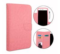 Funda tipo libro para Alcatel 1B 2020 (piel sintética, con doble solapa interior, tarjetero, cierre magnético y pespuntes conexos), color rosa