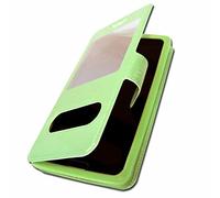 Funda tipo libro para Motorola One Fusion+ Extra Slim X 2 ventanas de piel sintética de calidad con cierre magnético y pespuntes similares compatible con Motorola One Fusion+, color verde