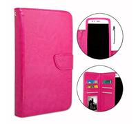 Funda tipo libro para Realme 7i Helio G85 (piel sintética, doble tapa interior, tarjetero, cierre magnético y pespuntes confinos), color rosa