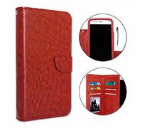 Funda tipo libro para Realme 7i Helio G85 (piel sintética, doble tapa interior, tarjetero, cierre magnético y pespuntes confinos), color marrón