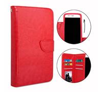 Funda tipo libro para Realme 7i Helio G85 (piel sintética, doble tapa interior, tarjetero, cierre magnético y pespuntes confinos), color rojo