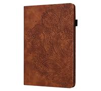 Funda tipo libro para Samsung Galaxy Tab S6 10.5 SM-T860/SM-T865 - Funda de ajuste delgado con diseño de tótem en relieve con soporte para tarjetas, apagado y encendido automático, color marrón