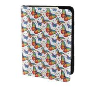 Funda tipo portafolios para documentos de viaje con diseño de mariposa arcoíris de 5.5 pulgadas, elegante, segura para hombres y mujeres para viajeros, Negro, Una talla