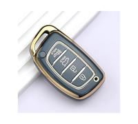Funda TPU para Llave Coche 4 Botones para Hyundai para Creta para Ix35 Ix45 I10 I30 I40 para Tucson para Santa Fe para Rena para Sonata para Elantra(4button Grey Cover)