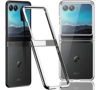 Funda transparente compatible para Motorola Razr Plus 2023 y Razr 40 Ultra: funda protectora ultradelgada, ligera y galvanizada en color plata.
