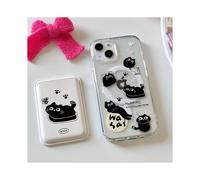 Funda transparente con diseño de gatito negro coreano para carga inalámbrica MagSafe, compatible con iPhone 15, 14, 12, 13 y 11 Pro Max. Funda tipo