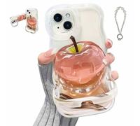 Funda Transparente Con Estampado De Manzana, Fundas Veraniegas 3D, Protección Para Cámara En Relieve, Diseño Brillante, Con Borde Ondulado Rizado, Ideal Para Niñas Y Mujeres(White (with bracelet),15 P