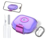 Funda transparente de TPU para Beats Powerbeats Pro 2, protección contra caídas de 360°, con nudo de carrera, incluye lápiz de limpieza, elegante y práctica (lila transparente)