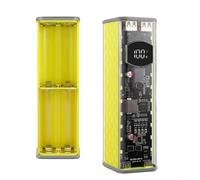 Funda transparente para batería externa para celdas, caja sin soldadura con soporte de carga rápida de 22,5 W/45 W, kit de carcasa de cargador externo portátil (ywllow 45 W)