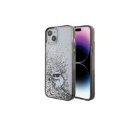 Funda transparente para iPhone 15 Plus con purpurina líquida Karl Lagerfeld Choupette