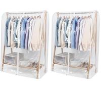 Funda transparente para perchero, 150 x 110 x 50 cm, transpirable, con cremallera, transparente, PEVA para traje, abrigo, camiseta, chaqueta, color blanco (Paquete de 2)