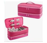 Funda Transporte Para Secador De Pelo Estuche de almacenamiento de gran capacidad for secador de pelo, bolsa de almacenamiento de brochas de maquillaje de doble capa(Pink)