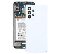 Funda trasera de batería de repuesto compatible con Samsung Galaxy A53 5G SM-A536B, cubierta trasera de batería con cubierta de lente de cámara, color blanco